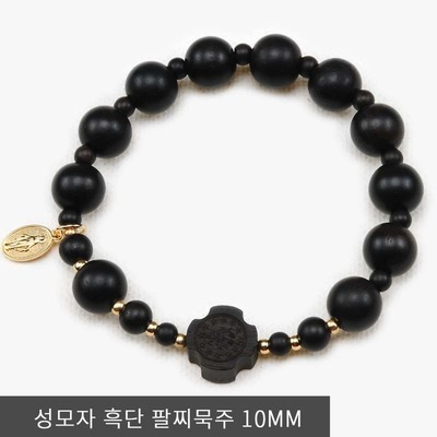 흑단 민볼장식 묵주팔찌 성모자 십자가
